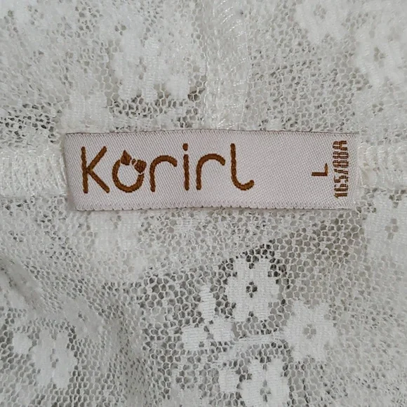 Korirl trim lace hooded Cover up Kimono women's size L - Picture 5 of 5